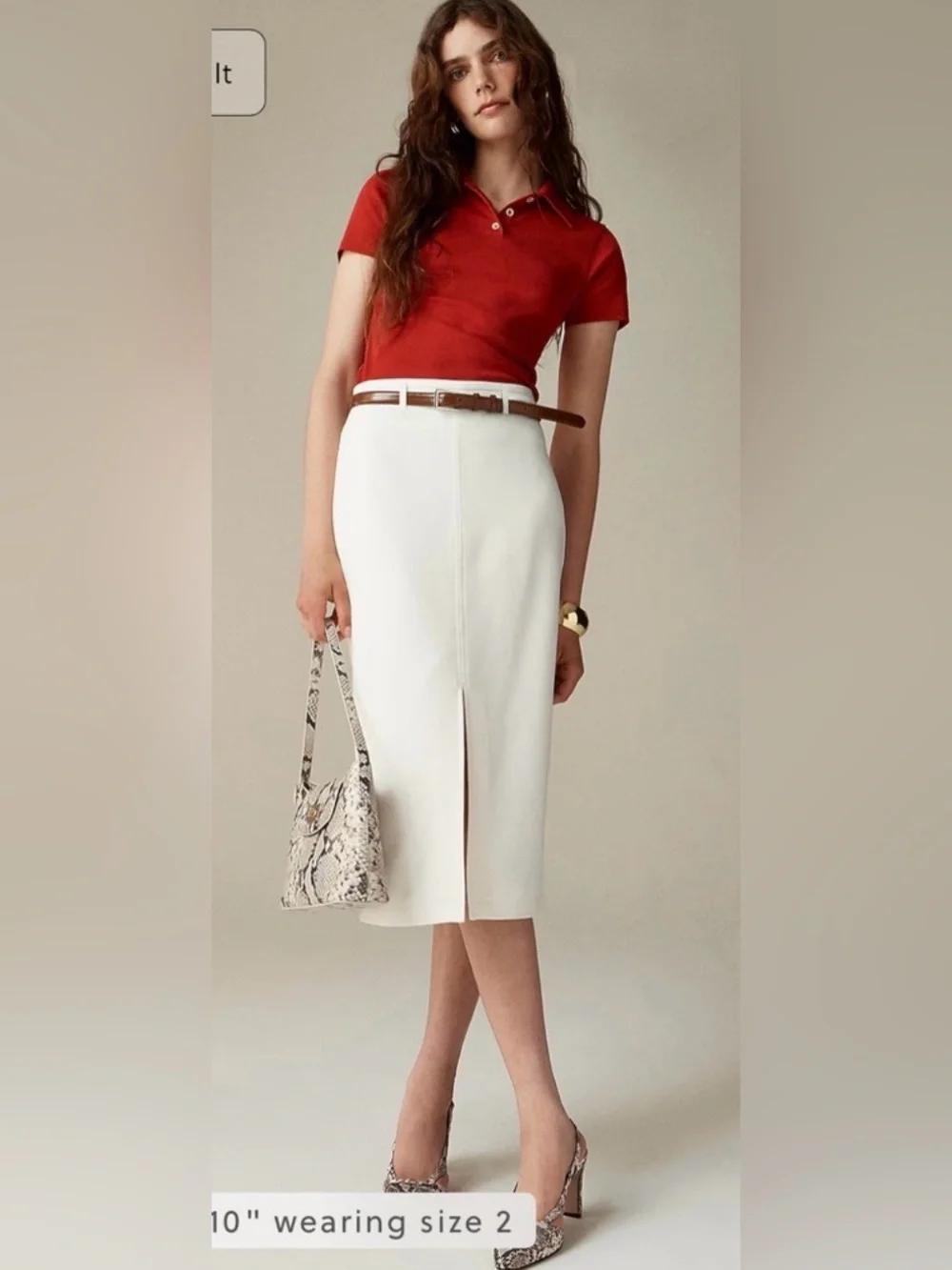 J.Crew Pencil midi skirt in four-season stretch in ivory